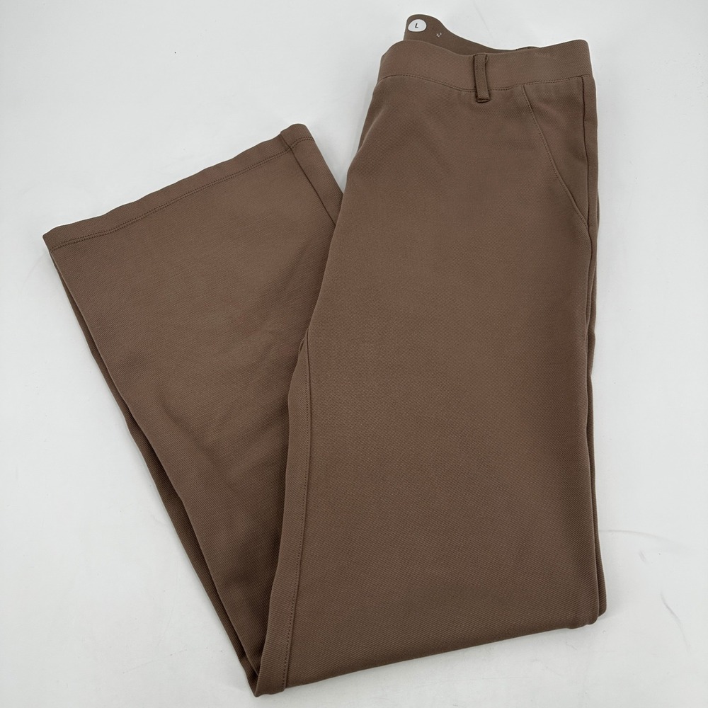 Betabrand Tan Brown Dress Pant Yoga Pant Straight Leg Stretch Work Trouser Large
